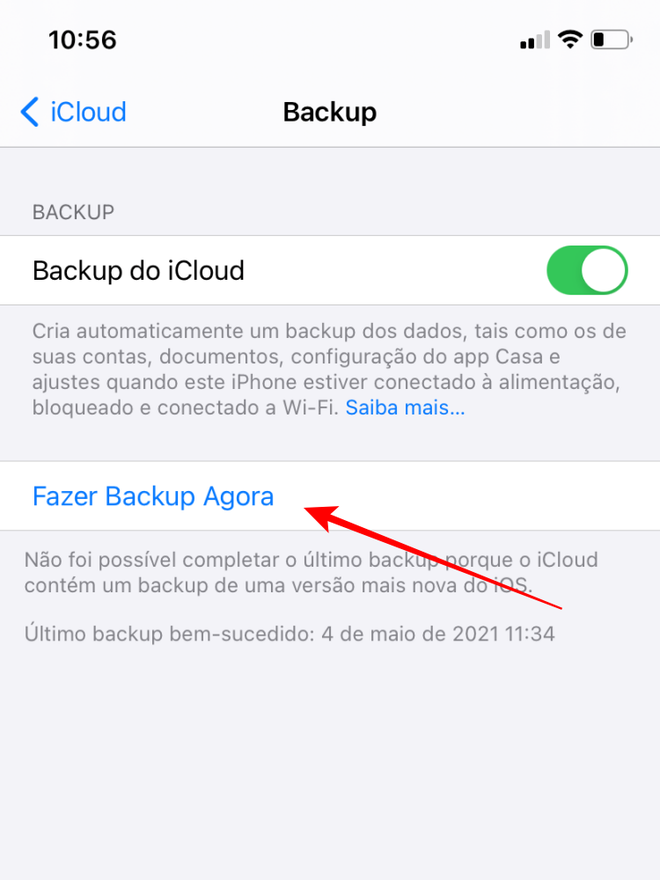 Realize o backup das informações do iPhone no iCloud - Captura de tela: Thiago Furquim (Canaltech)