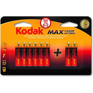 Pilha Max Alcalina AAA Palito com 6+2 Unidades Kodak
