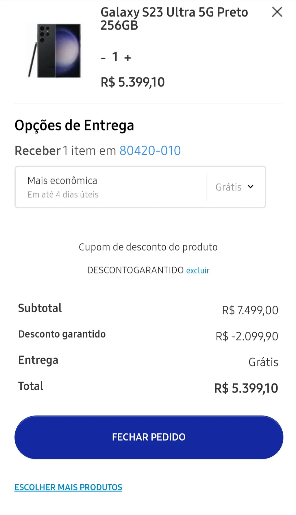 Samsung Galaxy S23 256GB em Oferta