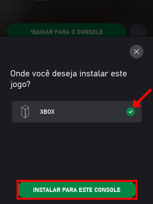 No menu aberto, selecione o dispositivo e clique em "INstalar para este console"(Captura de tela: Matheus Bigogno)