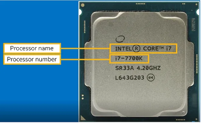 Na superfície metálica do processador é possível encontrar o nome e o número de modelo do chip, no caso o Core i7 7700K de 7ª geração (Imagem: Intel)