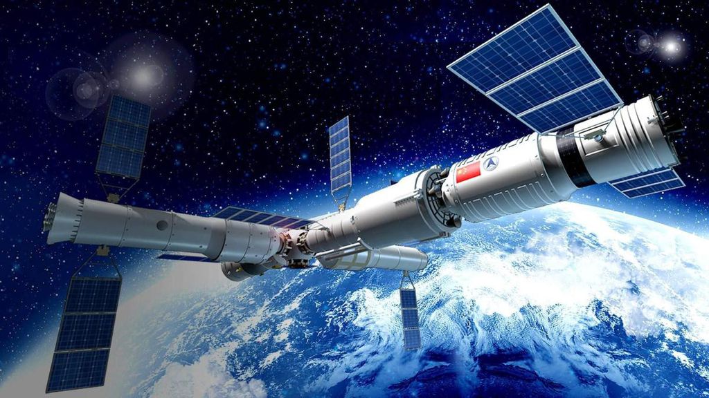 A estação Tiangong-3 será a maior espaçonave da China (Imagem: Reprodução/CMS)