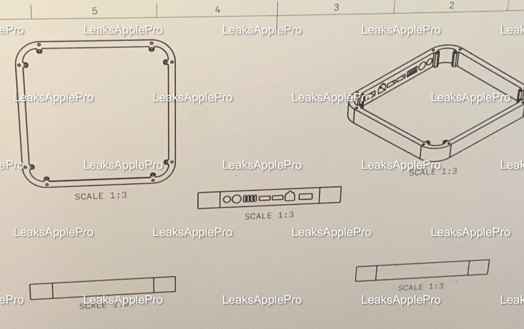 Esquemas reforçam novo design do Mac mini de 2021 (Imagem: Reprodução/LeaksApplePro)