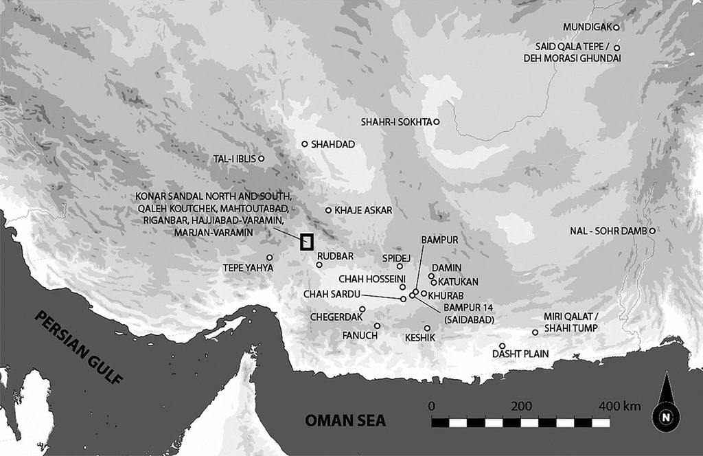 O Platô Iraniano e seus diversos sítios arqueológicos da Idade do Bronze, onde o batom antigo foi encontrado (Imagem: Eskandari et al./Scientific Reports)