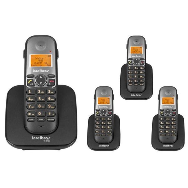 Telefone Sem Fio Intelbras TS 5120 Viva-Voz 1,9 GHz DECT 6.0 + 3 Ramal TS 5121 Viva-Voz 1,9 GHz DECT 6.0