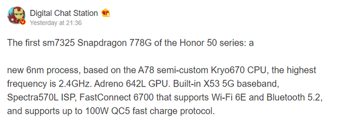 O Snapdragon 778G pode chegar com litografia de 6 nm e carregamento de 100 W (Imagem: Renan da Silva Dores/Captura de tela)