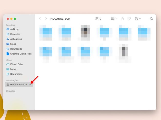 No Finder, clique no ícone indicado para remover o pen drive ou HD externo com segurança (Captura de tela: Matheus Bigogno)
