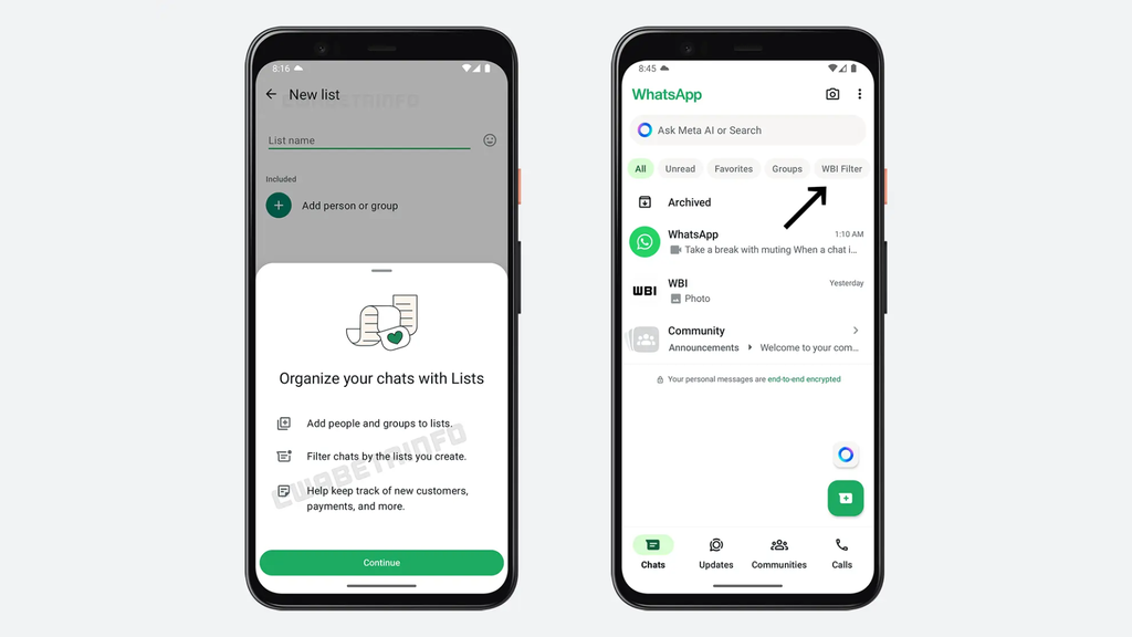 Filtros personalizados do WhatsApp (Imagem: Reprodução/WABetaInfo)