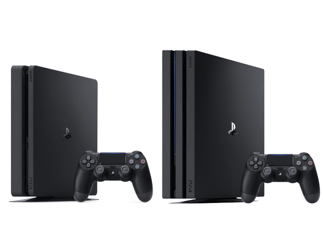 PS4 Slim à esquerda e PS4 Pro à direita (Imagem: Divulgação/Sony)