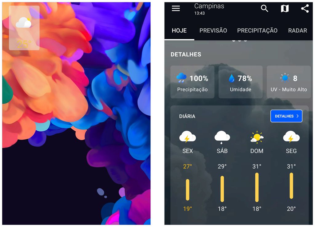 1Weather permite personalizar seu widget de temperatura (Captura de tela: André Magalhães)