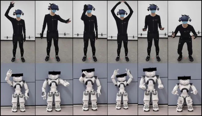 Movimentos espelhados entre o robô e seu operador humano (Imagem: Reprodução/Hanyang University)