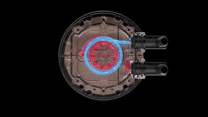 Imagem de funcionamento superior de uma bomba de water cooler (Imagem: Reprodução/Cooler Master)
