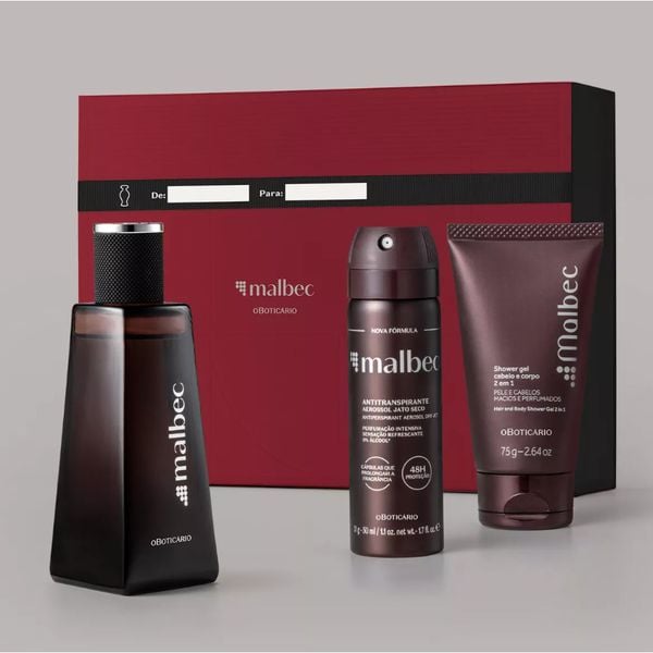 PARCELADO | Kit Presente Malbec Masculino Boticário (3 Itens) | CUPOM NO CARRINHO + LEIA A DESCRIÇÃO