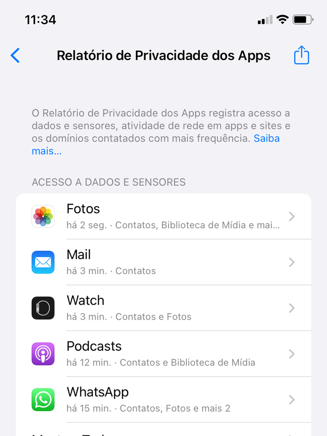 Investigue o comportamento de cada aplicativo no iPhone - Captura de tela: Thiago Furquim (Canaltech)