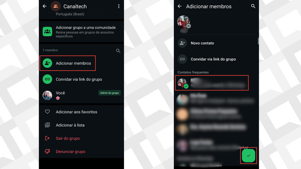Passos para adicionar membros em grupos do WhatsApp