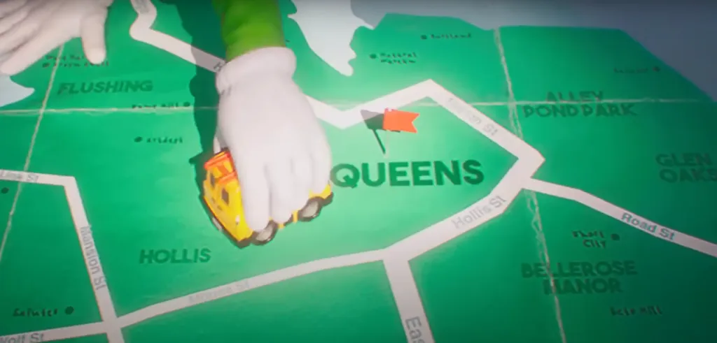 O mapa de Nova York traz várias ruas com menções a jogos e à história da Nintendo (Imagem: Reprodução/Universal Pictures)