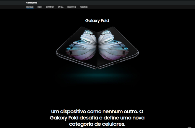 Site brasileiro do Samsung Galaxy Fold