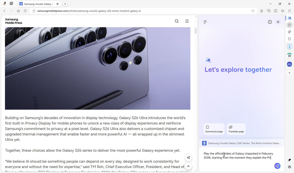 Novo Samsung Browser