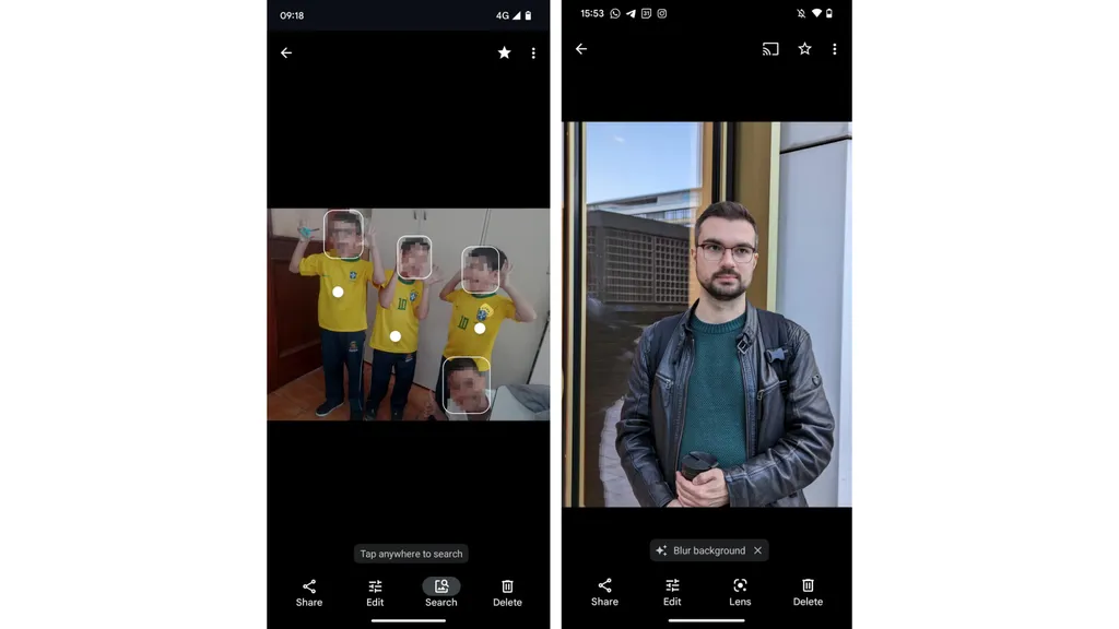 O atalho "Search" do print da esquerda é a novidade (Imagem: Reprodução/Android Police)