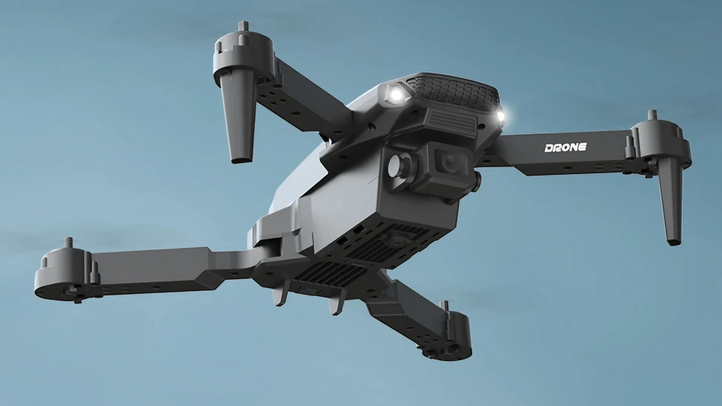 Leve e compacto, o drone E88 Pro tem asas dobráveis, até 10 minutos de voo e app dedicado para controle de rota e outras configurações (Imagem: Reprodução/AliExpress)