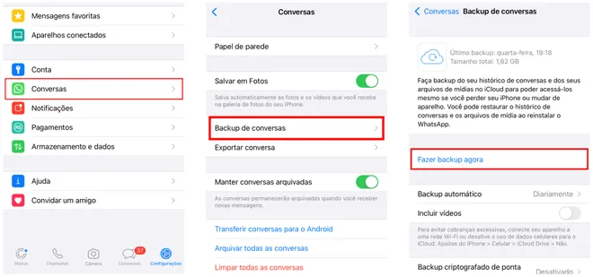 Faça um backup das suas conversas no WhatsApp (Captura de tela: Canaltech/Felipe Freitas)