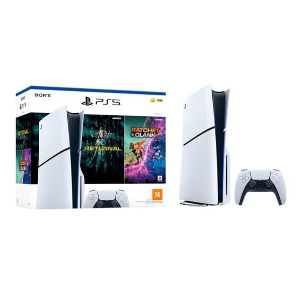 Console Sony PlayStation 5 Slim, Branco + 2 Jogos | CUPOM