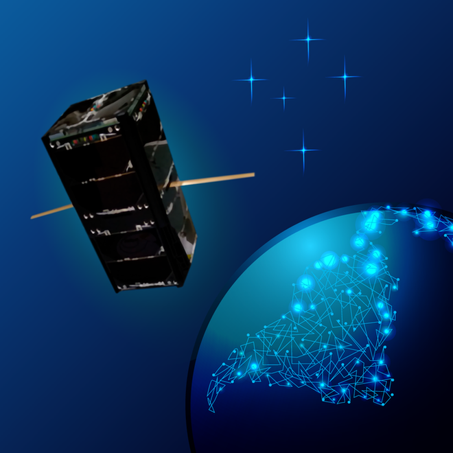 O NanoSatC-Br2 foi desenvolvido por meio do Programa NanoSatC-Br (Imagem: Reprodução/Reprodução/Agência Espacial Brasileira)
