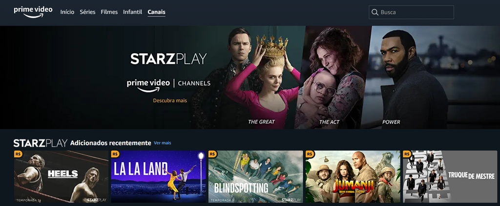 Starzplay no Prime Channels (Imagem: Captura de tela / Canaltech)