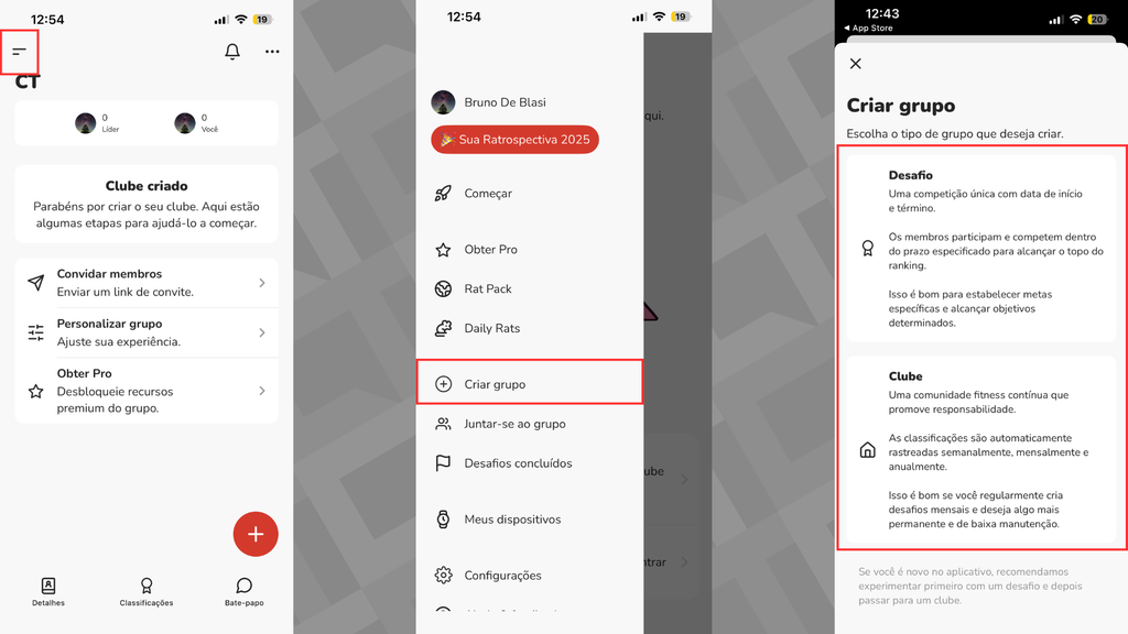 Como criar um grupo no GymRats (Imagem: Captura de tela/Bruno De Blasi/Canaltech)