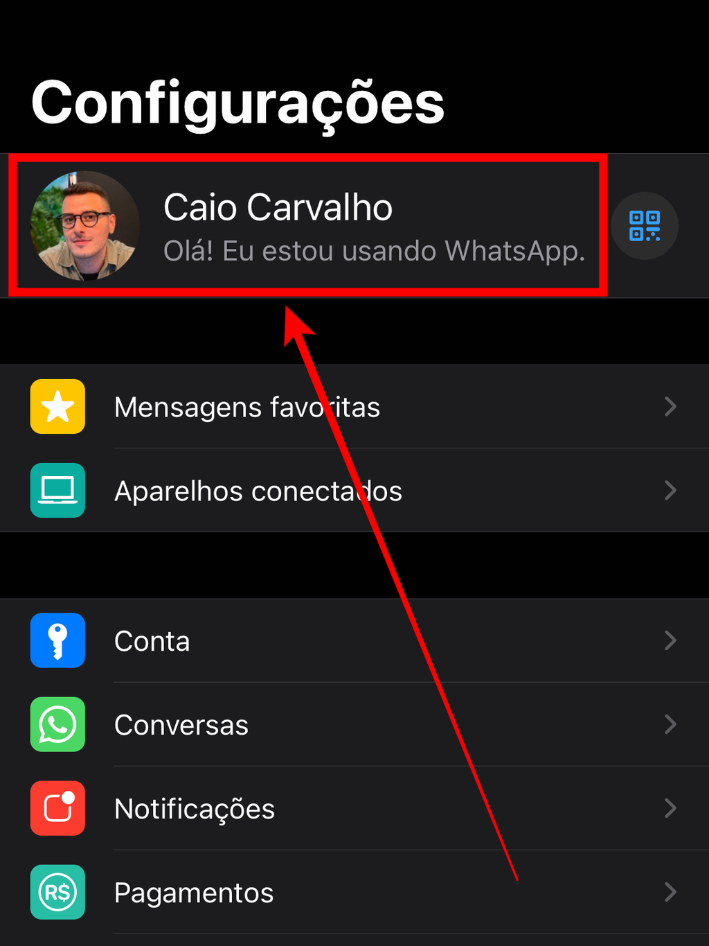 Abra o seu perfil. É nele que está o seu nome e foto de apresentação no WhatsApp (Captura de tela: Caio Carvalho/Canaltech)