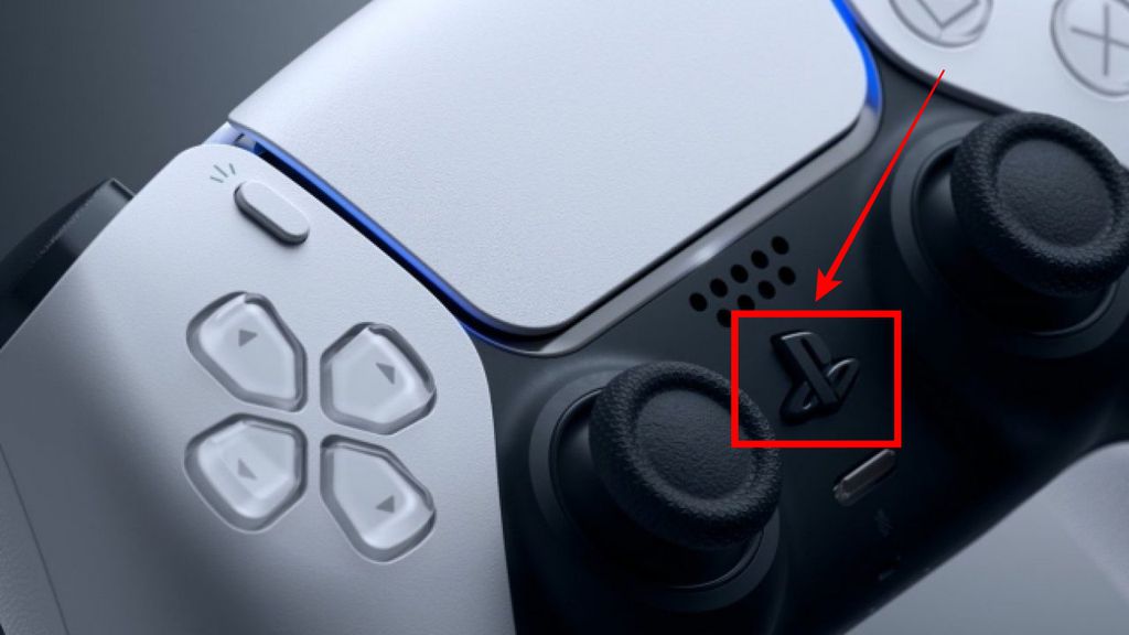 O botão "PS" é esse que fica bem ao centro do DualSense, entre os dois direcionais analógicos e abaixo dos alto-falantes embutidos (Imagem: Divulgação/Sony)