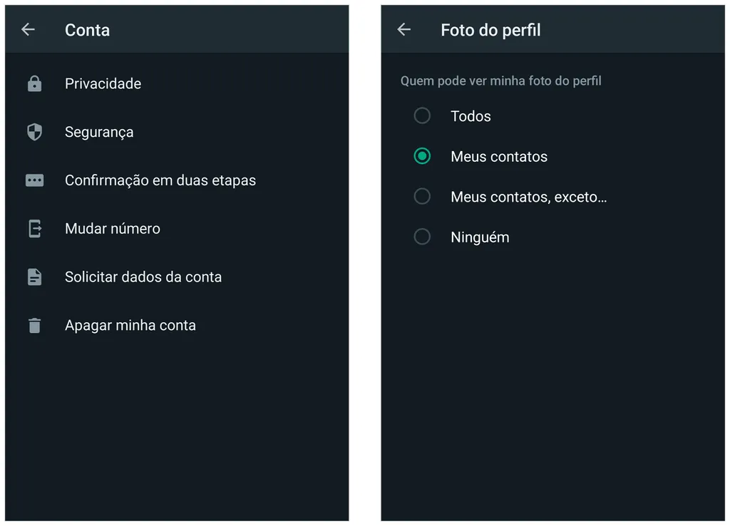Altere suas configurações de privacidade no WhatsApp (Captura de tela: André Magalhães)