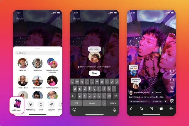 Instagram agora permite deixar notas em Reels e publicações (Imagem: Divulgação/Meta)