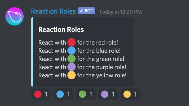 Mais simples e direto, o Reaction Roles facilita a distribuição de cargos e funções no servidor (Imagem: Reprodução/Reaction Roles)