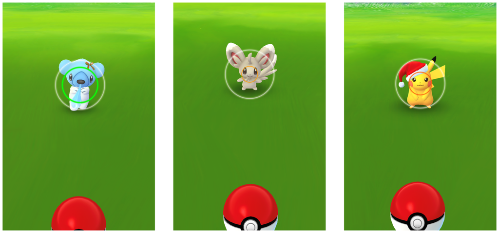 Fique de olho no círculo colorido quando você encontrar novas espécies de Pokémon (Captura de tela: Canaltech/Felipe Freitas)