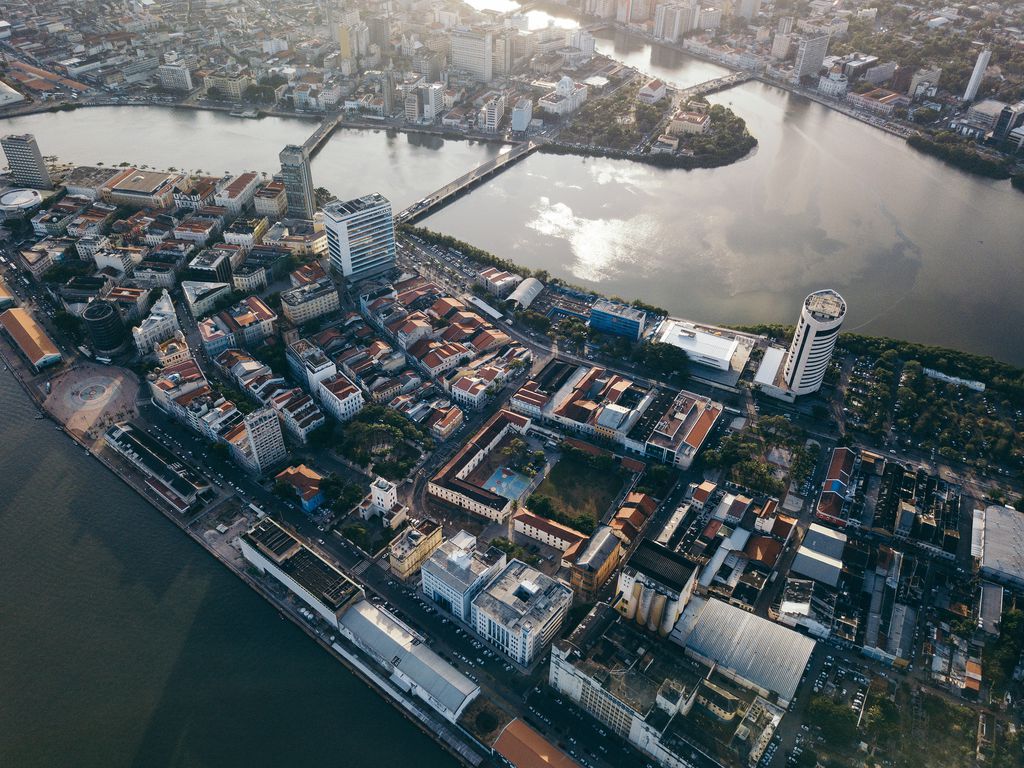 Vista aérea do Bairro do Recife, onde fica o Porto Digital (Divulgação)