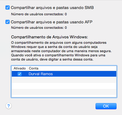 Compartilhamento Mac Windows