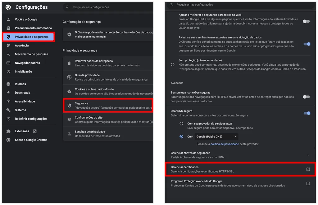Como instalar certificado digital no Chrome (Captura de tela: Caio Carvalho)