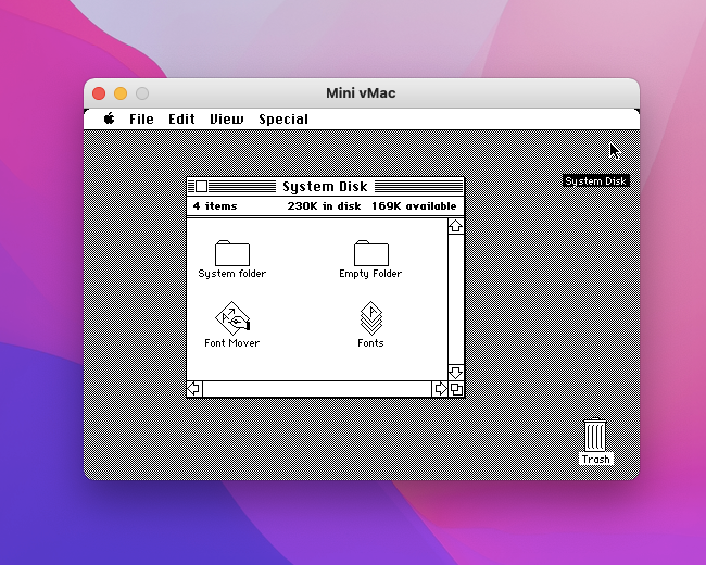 O programa vai emular o Macintosh System 1.0, de 1984. Captura de tela: Lucas Wetten (Canaltech)