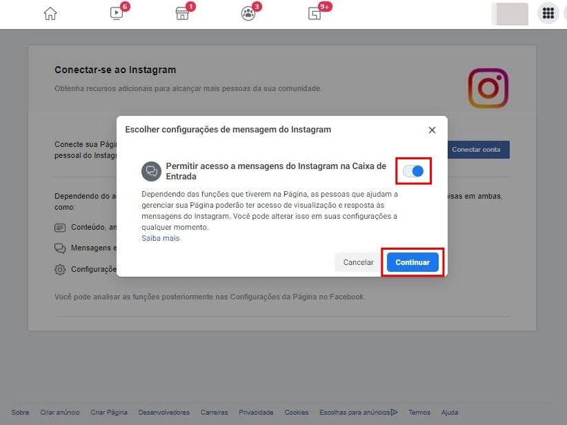 Como vincular minha conta do Facebook a um Instagram profissional?