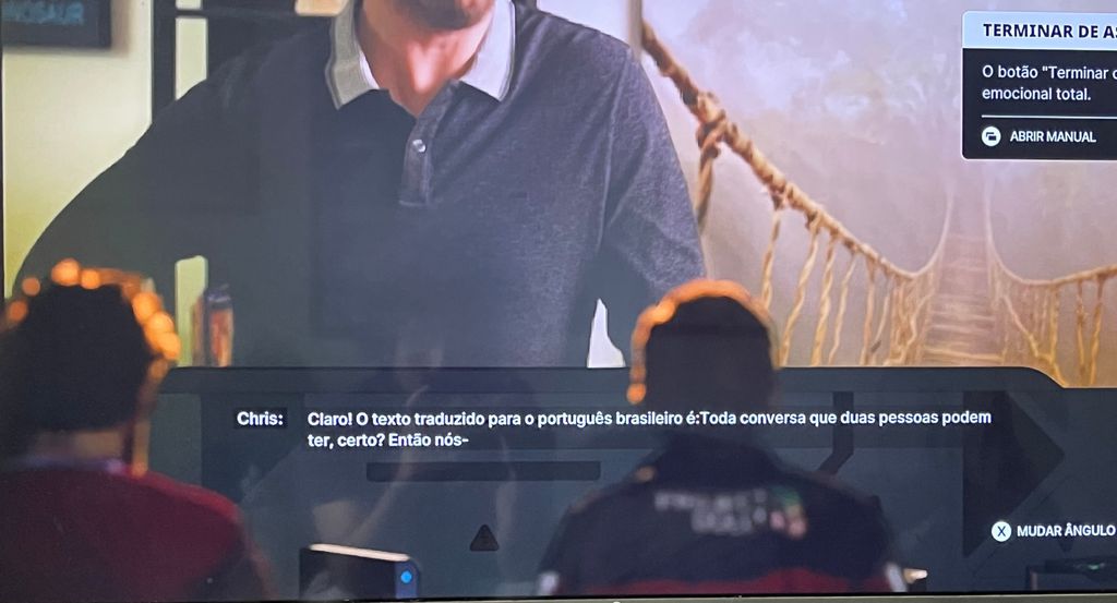 Captura de tela mostrando prompt de IA em legenda em The Alters