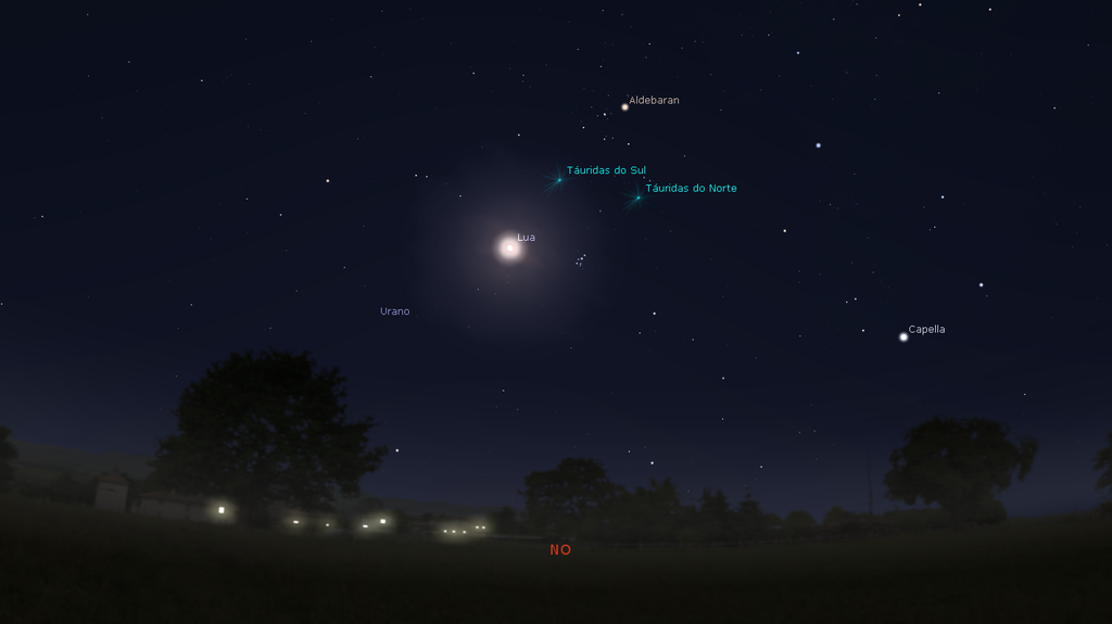Posição da Lua às 3h da madrugada do dia 19, na região Sudeste do país (Imagem: Reprodução/stellarium.org)