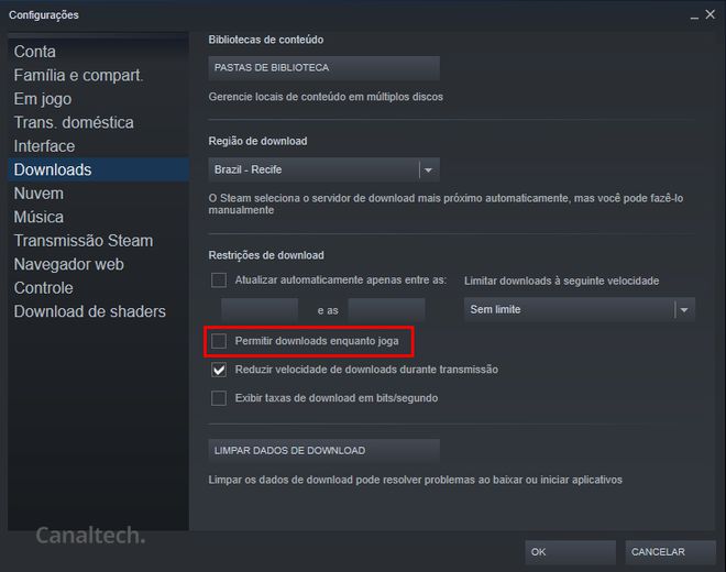 O Steam pode comprometer o desempenho da rede baixando atualizações automáticas caso esta opção esteja ativada