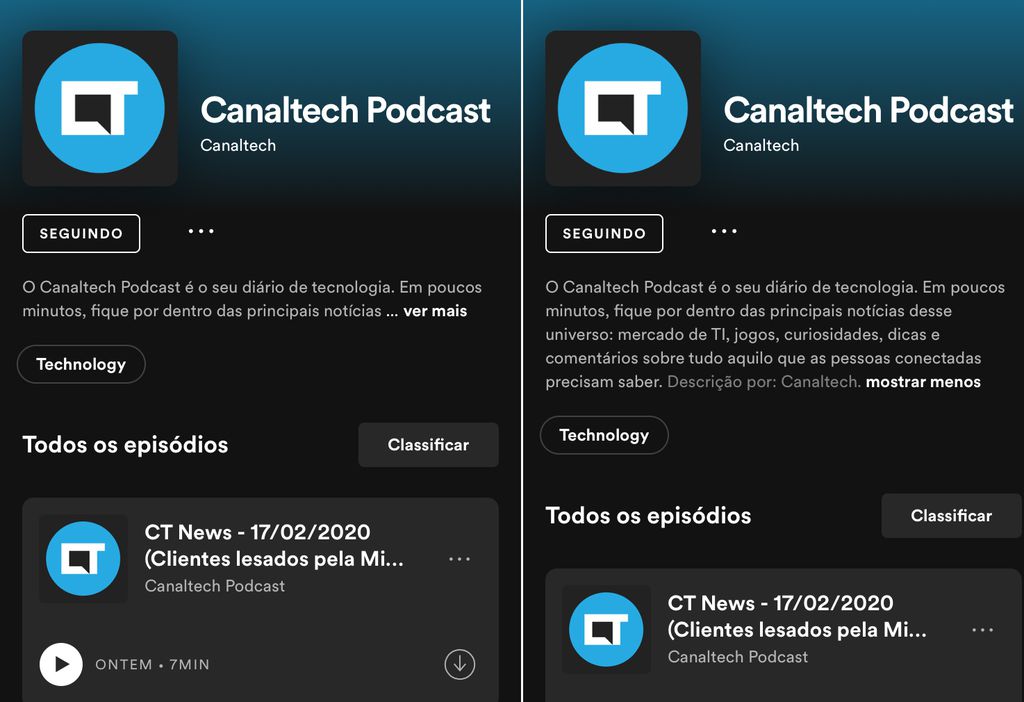 O Spotify está se armando para ser "a casa" para o mercado de podcasts: o Canaltech já posicionou o seu conteúdo na plataforma (Captura de Imagem/Natalie Rosa/Canaltech) 