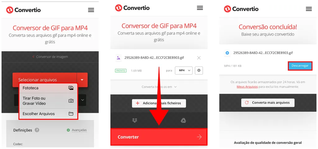 Realize a conversão de GIFs em vídeo através do seu celular ou computador (Captura de tela: Canaltech/Felipe Freitas) 