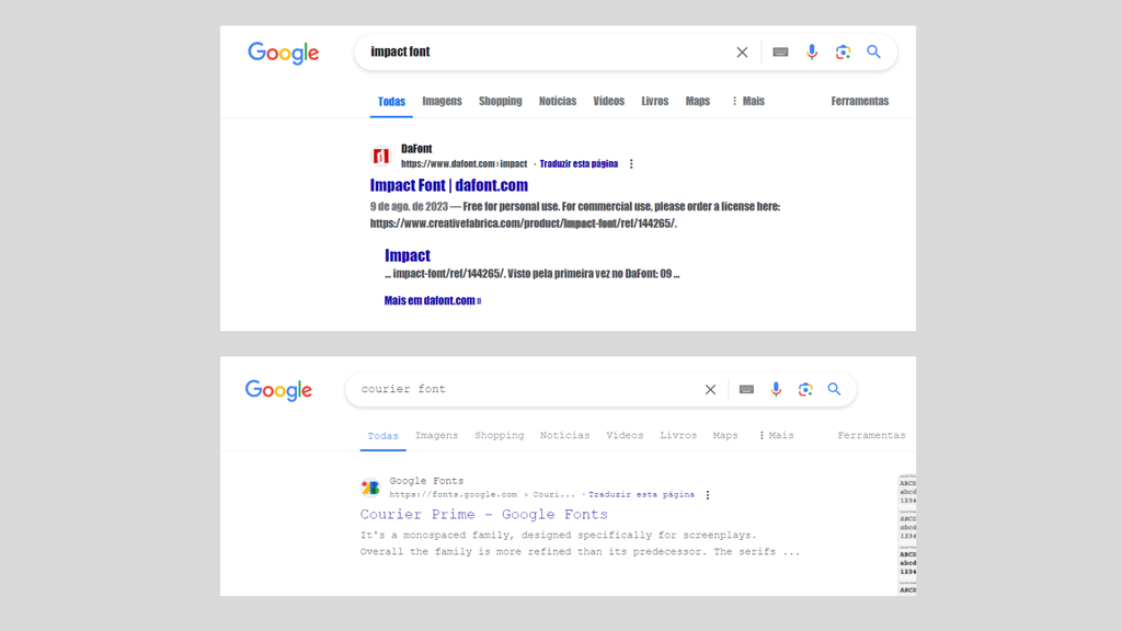 Busca do Google pode ser testada com diferentes fontes (Imagem: Captura de tela/André Magalhães/Canaltech)