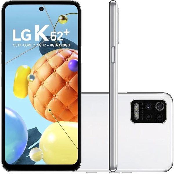 Smartphone LG K62+ Android 10.0 Tela 6.6" 4GB/128GB Câmera Quádrupla 48MP 5MP 2MP 2MP Selfie de 13MP Branco