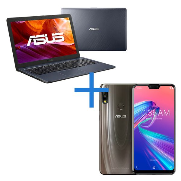 Notebook ASUS VivoBook X543UA-GQ3430T Cinza Escuro + Smartphone ASUS Zenfone Max Pro (M2) 6GB/64GB Titanium
