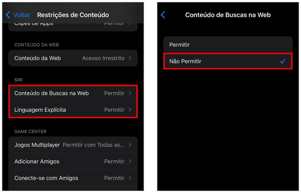 No iPhone, também é possível bloquear sites nos resultados de busca do Safari (Captura de tela: Caio Carvalho)