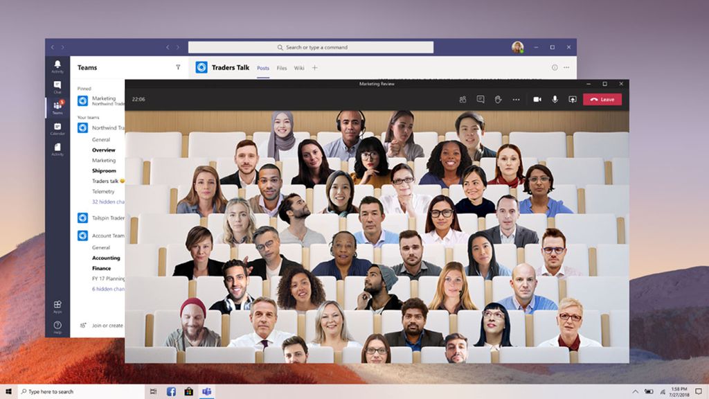 Modo Juntos esconde o ambiente de fundo dos participantes (imagem: Microsoft)